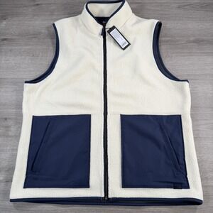 Rhone Vest Mens XL White Navy Sherpa Fleece Polartec Full Zip Pockets 100847